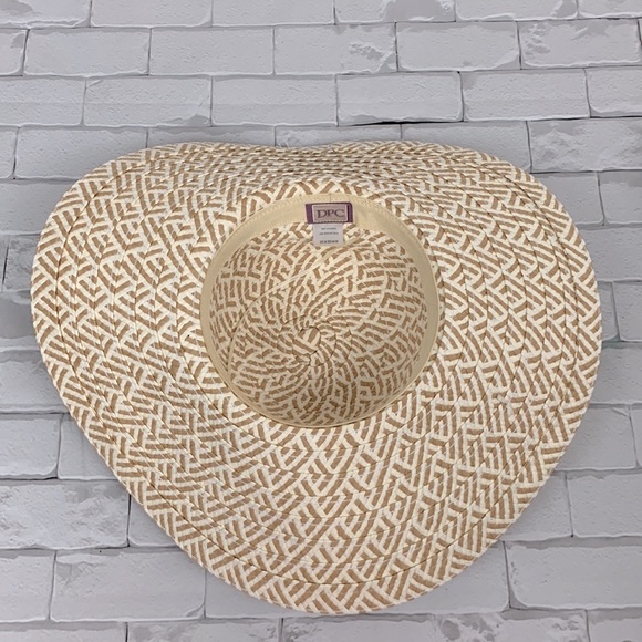 DPC Sun Hat Tan Creme Rope accent Lightweight Boho Summer - Picture 7 of 10